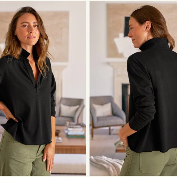 FRANK & EILEEN Patrick Popover Henley in Black L - Picture 1 of 10